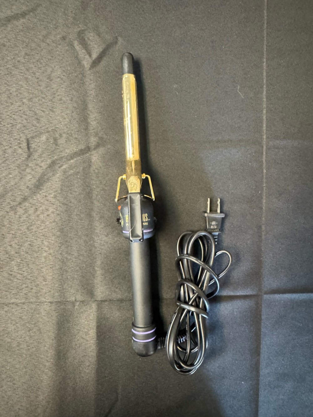 Black and Gold Curling Wand with Purple Accents - Unbranded